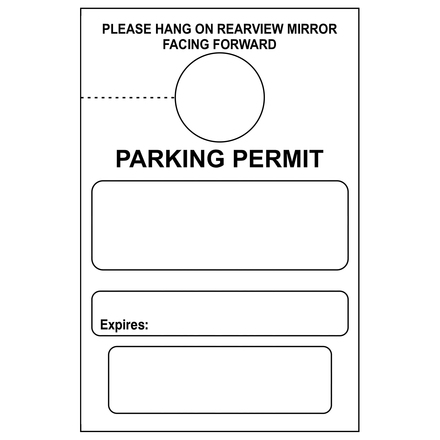 4 <span class='fraction'>3/4</span>" x 3 <span class='fraction'>1/8</span>", Parking Permit Tag (100 Pack)